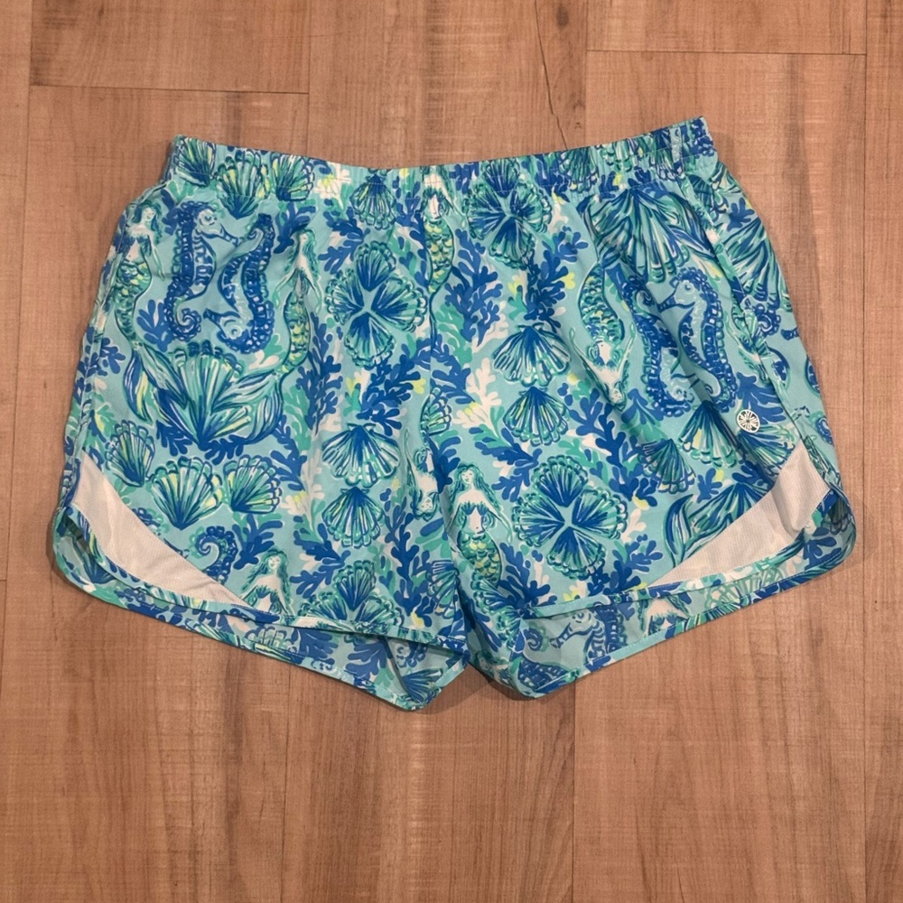 Lilly Pulitzer Sea-Inspired Blue Coastal Print Athletic Shorts Size S